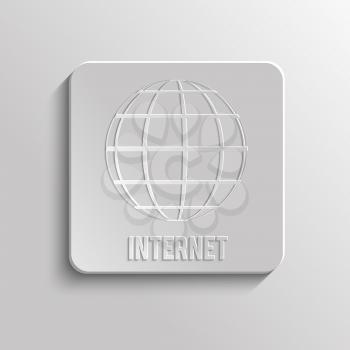 App icon of Internet. A sphere from strips the symbolizing Internet. Internet browser. 3d Earth