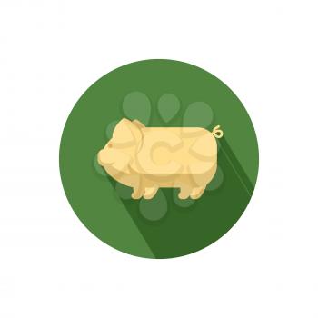 Pig icon with shadow in flat design