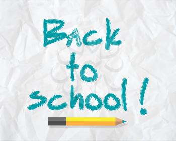 Back to school concept text on paper background with pencil