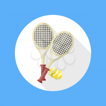 Tennis rackets and ball icon. Flat design