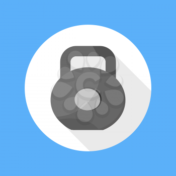Dumbbell icon with long shadow. Flat design style