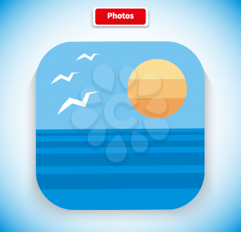 Photo app icon flat style design. Picture icon, image icon, gallery icon, photo frame,  image application, photography art, frame album, button web illustration