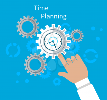 Time planning concept flat design. Plan and strategy, process business, management and development, clock and optimization, banner organization illustration
