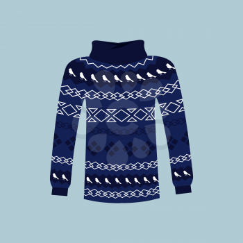 Winter warm sweater handmade, svitshot, jumper for knit. Sweater Icon. Womens sweaters, mens sweater, unisex sweater. Sweaters or jumpers with deers icons. Christmas, New Year. Isolated sweater