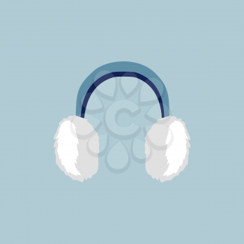 Winter headphones. Flat icon earmuffs. Isolated earmuffs. Vector winter headphones earmuffs. White earmuffs