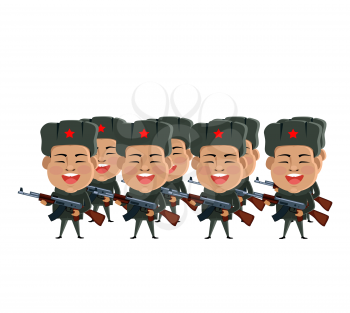 Army soldiers silhouette. Team of soldiers. Army soldiers set. Soldiers silhouettes set. Soldiers in military camouflage uniform in flat style. Vector collection solders cartoon style