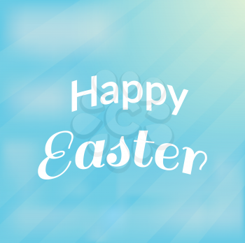 Happy easter holiday vector illustration text on blue sky background