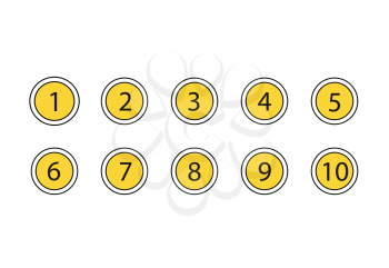 Numbers set icons isolated on white background. Number in the yellow circles