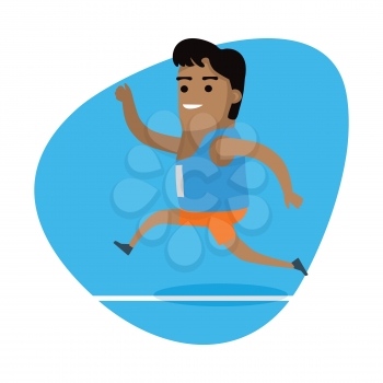 Running man, sports icon. Running man in sports uniform on running track. Olympic species of event. Vector pictograms for web, print and other projects. Summer olympic games symbols.