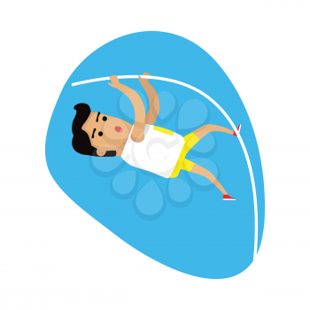 Athletics pole vault, sports icon. Male athlete in sports uniform performing a pole vault. Olympic species of event. Vector pictograms for web, print and other projects. Summer olympic games symbols