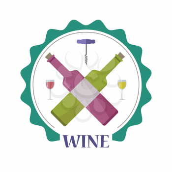Wine advertisement poster. For labels, tags, tallies, posters, banners of check elite vintage wines. Logo icon symbol. Winemaking concept. Part of series of viniculture production and preparation item