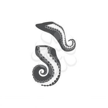 Sliced octopus tentacles vector patterns in monochrome variants. Seafood concept illustration in flat style design. Prepared octopus tentacles. Healthy eating marine products.