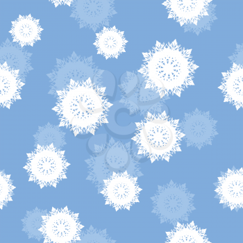 Seamless pattern snowflakes background. Endless texture in New Year and Christmas concept. Winter Xmas theme. Realistic pattern with snowflakes, snow on sheet of paper. Vector in flat style