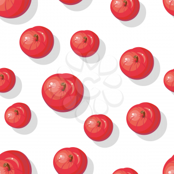 Seamless pattern with red apples. Tasty popular autumn fruit. Healthy juicy fresh apple. Autumn wallpaper, wrapping paper. Appetizing vegetarian organic food. Endless texture. Vector in flat style