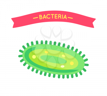 Bacteria in lemon-shape form with many legs or feelers isolated. Vector oviform oblong microbe creature for children micro life educational poster.