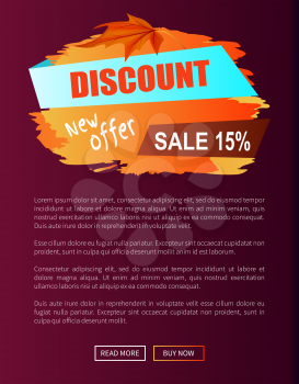 Discount new offer autumn sale 15 off advertising label with maple leaf on web banner with purple background vector illustration read more buy now