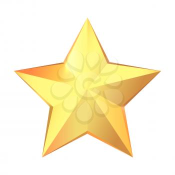 Big gold star icon isolated. Modern simple flat favorite sign with many facets. Beautiful yellow award. Shiny. Glossy. Winning. Prize. Achievement. Great triuph. Flat design. Vector illustration