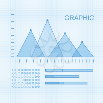 Set of graphic symbols for infographics. Statistic information presentation vector elements. Graphics peaks and column diagrams on checkered graph paper for business, social, political concepts