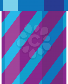 Fireworks box isolated vector illustration. Holiday celebration striped pyrotechnic devices for festival in blue and purple colors. Salute elements used for aesthetic and entertainment purposes.