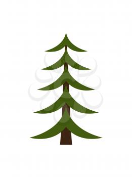 Image of Christmas tree represented in schematic way, minimalistic Xmas symbolic object for wintertime holidays isolated on vector illustration