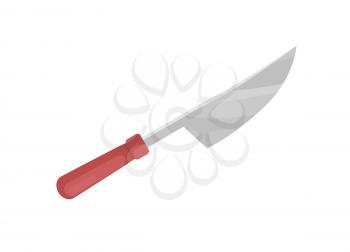 Knife with wooden handle and sharp blade bbq utensil. Dishware cutlery for barbeque picnic to cut roasted meat tool icon closeup isolated on vector