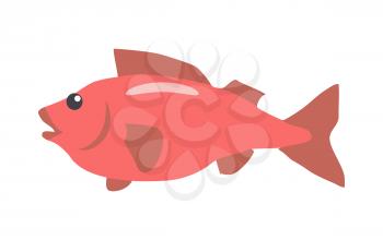 Red fish cartoon character. Fish flat vector isolated on white background. Aquatic fauna. Fish icon. Illustration for zoo, aquariums shop ad, nature concept, children book illustrating