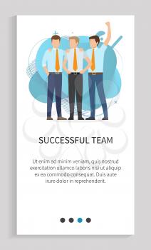 Successful team vector, man happy to see achievements of teamwork, communication of people working together, business development and evolution. Website slider app template, landing page flat style