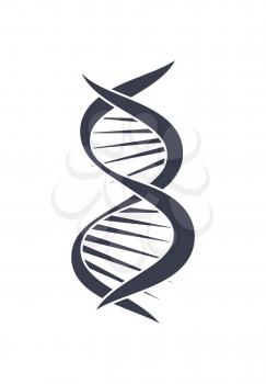 DNA deoxyribonucleic acid chain logo design in black and white colors, DNA logotype of nucleotides carrying genetic instructions vector illustration isolated