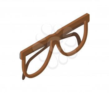 Simple glasses in brown rim for eyesight isolated vector illustration on white background. Stylish minimalistic accessory for sight correction