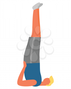 Man doing candlestick exercise, sport and fitness vector. Gymnastics and physical activity, healthy lifestyle and strong body, isolated guy in sportswear