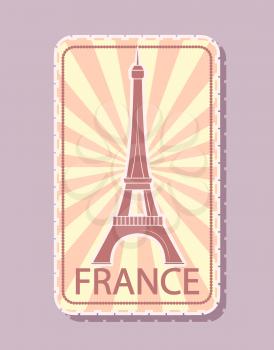 France sticker magnet for tourists and travelers, Eiffel tower tour vector. French landmark sightseeing place for people. Iron lady historical sight