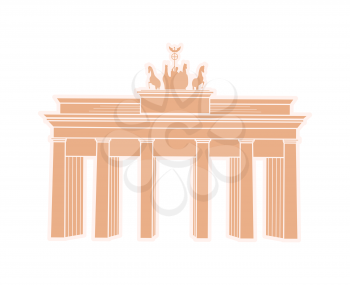 Great Triumphal Arch of Germany travel sticker. Berlin landmark or sight, construction with horses and brougham on top vector illustration isolated.