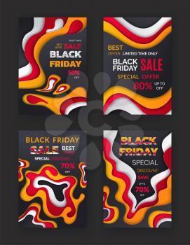 Black friday autumn sale, seasonal special offer vector. November bargain, abstract lines and propositions of shops to clients. Discounts and deals
