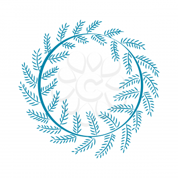 Christmas pattern, wreath that is made up of long branch of pine, circle that symbolize eternity, vector illustration isolated on white background