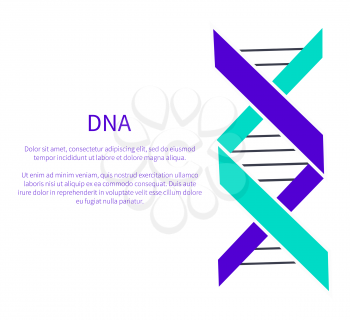 DNA deoxyribonucleic acid chain logo design in blue colors, logotype of nucleotides carrying genetic instructions vector illustration poster brochure