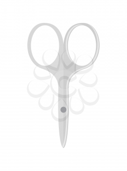 Bright scissors layout, cute vector illustration of metal instrument isolated on white background, lot of shadows and reflections, simple pattern