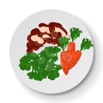 Fresh vegetables on plate. Paprika, carrots, radishes, lettuce and artichoke platter. Healthy dish of fresh food. Dish for restaurant, dishware with food. Assorted fresh natural vegetables on plate