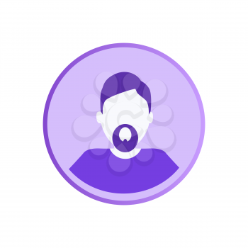 Bearded man private userpic, business character online profile of in minimalist design, flat style. Male user round icon vector isolated anonymous avatar