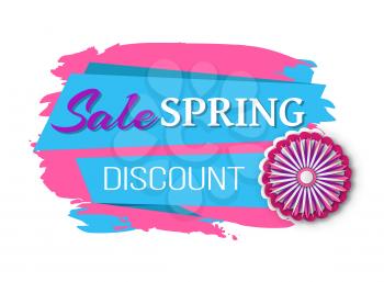 Spring offer from shops vector, clearance and propositions of season, stores with discounts for clients, flyer with flower decoration isolated banner