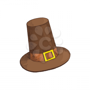 Holiday Thanksgiving day clothing isolated icon vector. Hat with belt old fashionable celebration cap of English people. Traditional symbol of event