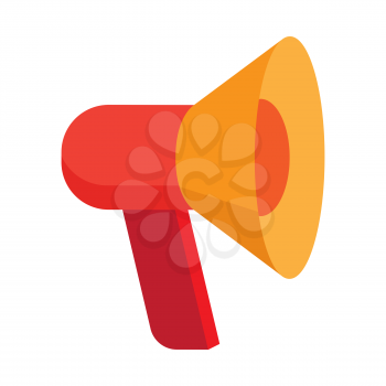 Cute megaphone pattern, color vector illustration with red and orange speaking trumpet that isolated on white background, bullhorn with long handle