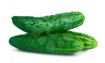 Fresh cucumbers  is isolated on  white