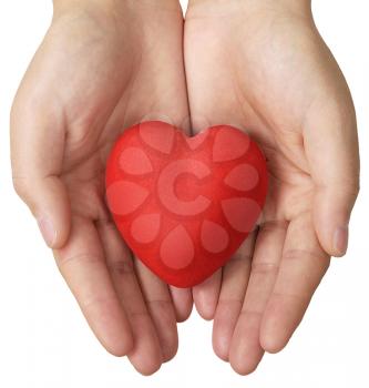 Health insurance or love concept, heart in hands