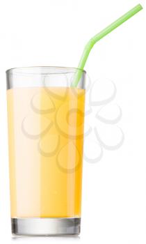 glass of fresh fruit juice isolated on white with clipping paths