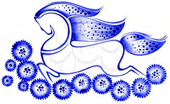 Royalty Free Clipart Image of a Decorative Horse