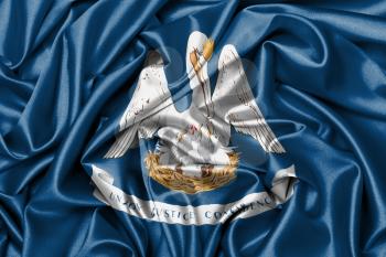 Satin flag, three dimensional render, flag of Louisiana