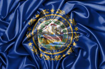 Satin flag, three dimensional render, flag of New Hampshire