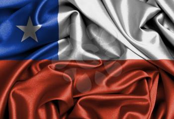 Satin flag, three dimensional render, flag of Chile