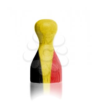 Wooden pawn with a painting of a flag, Belgium