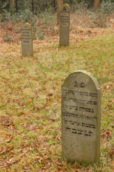 A gravestone on an old jewish graveyard